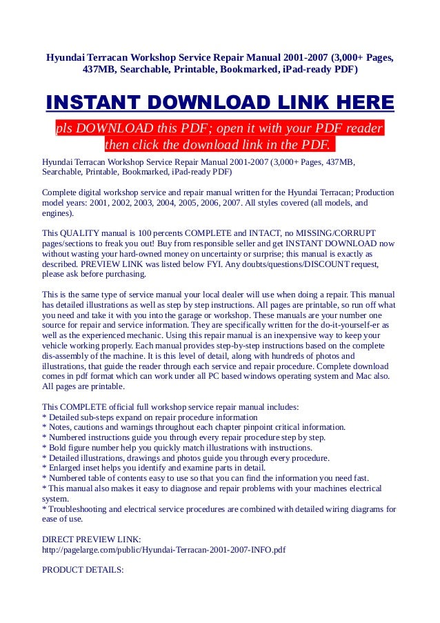 hyundai terracan owners manual basic instruction manual